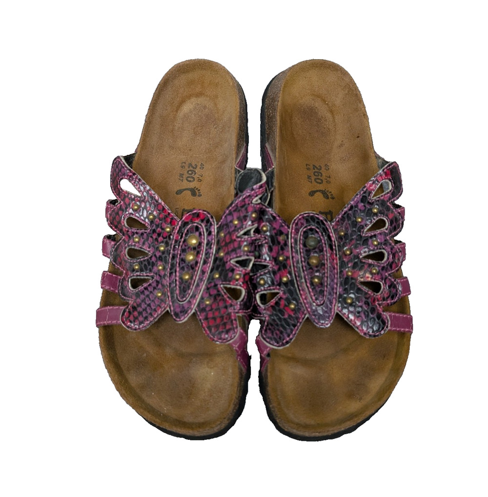 Birkenstock Betula Sandals Womens 9 EU40 Butterfly Y2K Pink Snake Embossed 90s